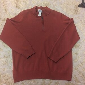 L.L. Bean Men's 1/4 Zip Sweater Merino Wool Deep Red Zip-Up Preppy Old Money